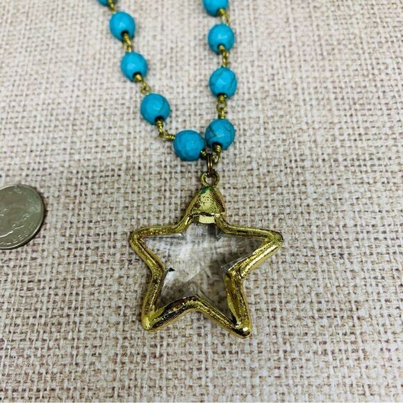Wired by ALP Turquoise Beaded Glass Star Necklace - Picture 2 of 3